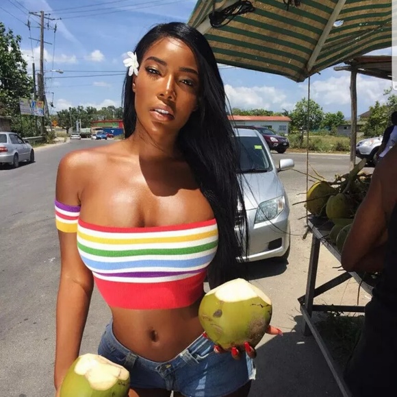 no brand Tops - Muliticolored Striped Crop Top